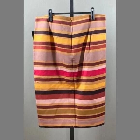 NEW Lord & Taylor Skirt Womens 12 brown red retro stripe pencil - Picture 8 of 10